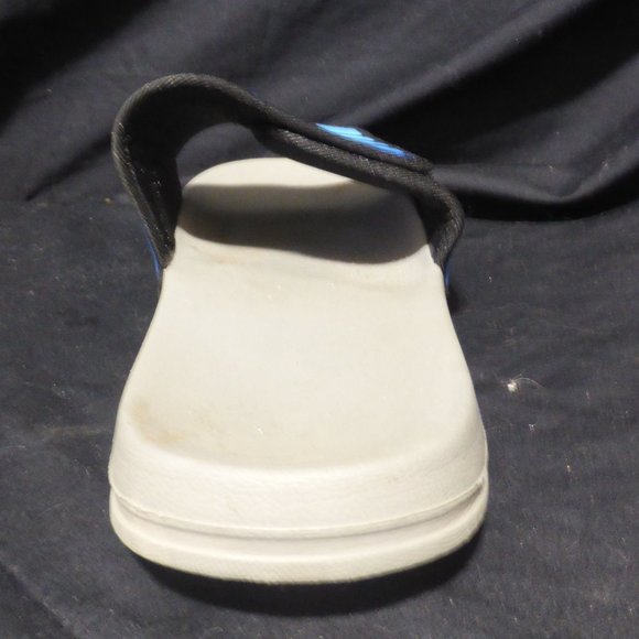 Poolside flip-flop, size 10, black and blue Velcro fastened adjustable strap GUC - Picture 10 of 14